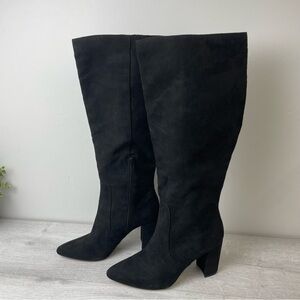 𝅺14th & Union Black Faux Suede Heeled Boots Size 8